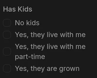 Filter dating profiles by Has Kids on Pretty Good Dating