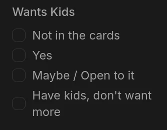 Filter dating profiles by Wants Kids on Pretty Good Dating